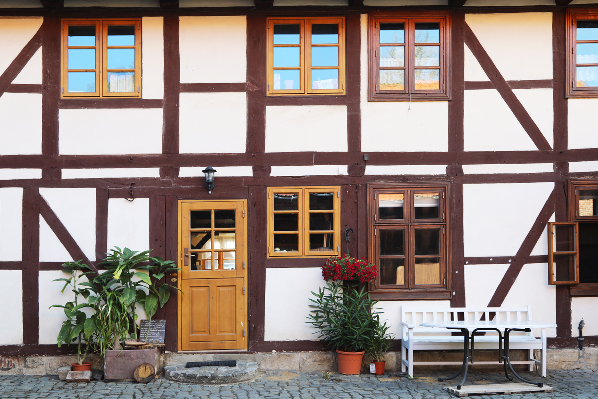 Fachwerkansicht Dreiseithof